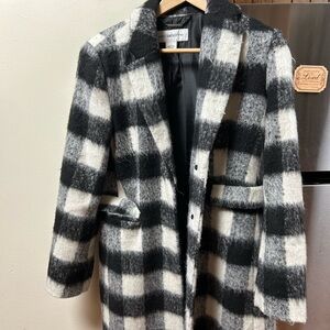 Liz Claiborne Black and White Checkered Pea Coat